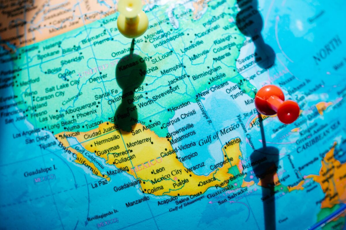 pushpins on a map