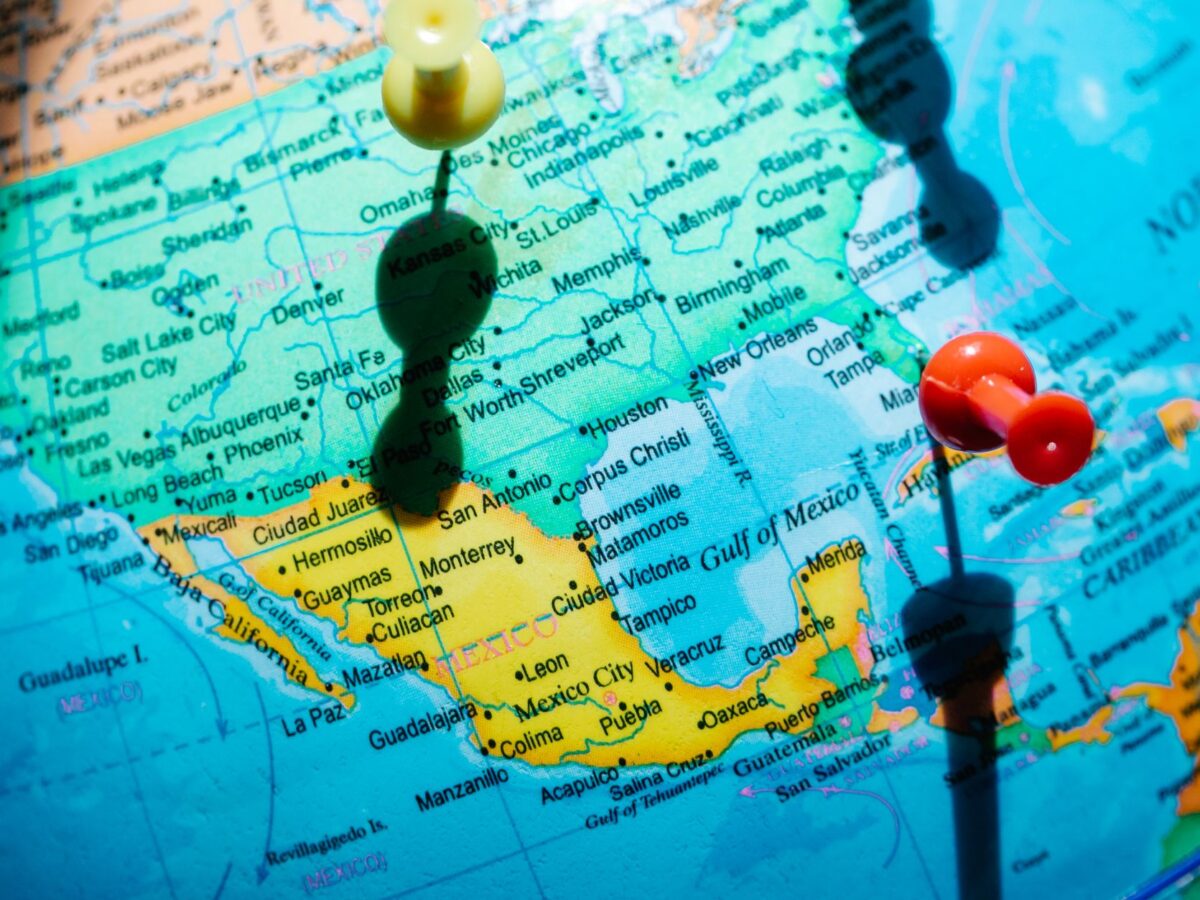 pushpins on a map